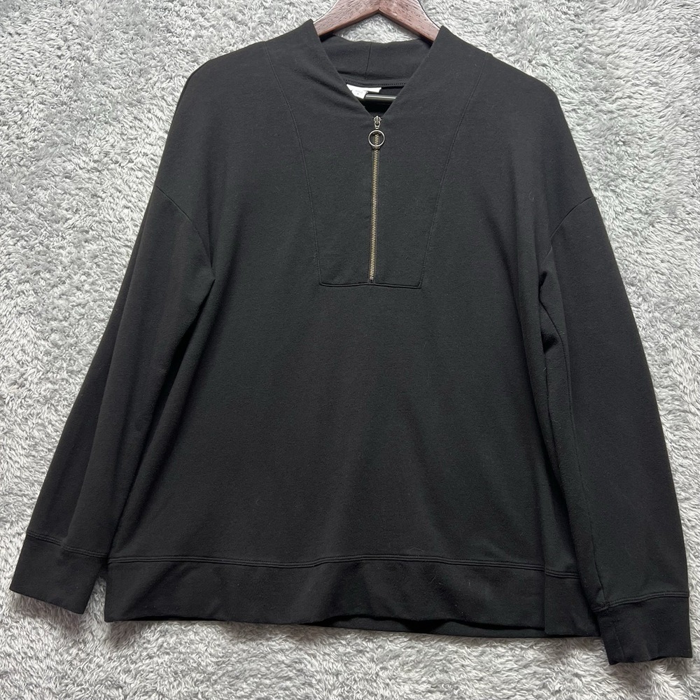 J Jill Fit Top Womens Medium Black 1/4 Zip Pullover Long‎ Sleeve Athleisure